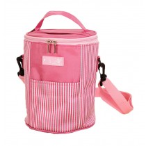 Pink Stripe Pattern Lunch Bags Round Tote Bag Picnic Bags