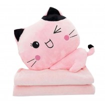 Lovely Cat Soft Coral Fleece Hand Pillow and Blanket Set