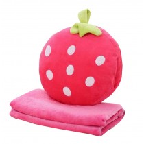 Unique Strawberry Soft Blanket and Pillow Set Cute Doll