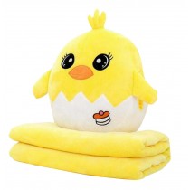 Yellow Coral Fleece Blanket Cute Cartoon Kids/Adults Doll/Pillow