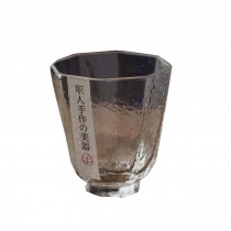 One Japanese Tea Sake Cup Clear Short Glass Cup Wine Liquor Spirit Sake Cup A