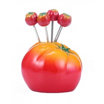Lovely Tomato Modeling Holder Fruit Fork For Dessert Cake Snack