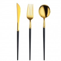 Creative Stainless Steel Three-piece Tableware,Black and gold