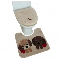 [Lovely Dog] Durable Toilet Lid Cover/Toilet Mat/Seat Cover Set