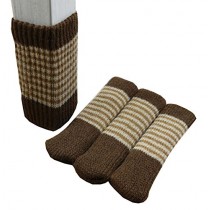 Pack of 24 Knitted Brown Floor Protectors Pads Socks