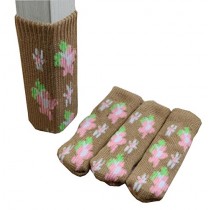 Furniture Protectors Set of 24 Knitted Chair Socks Flowers Pattern