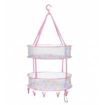 Pink Home Using Clothing Drying Basket with Clips Foldable Travel Hanging Dryer