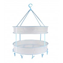 Large 2 Tiers Foldable Convenient Clothing Drying Basket with Clips
