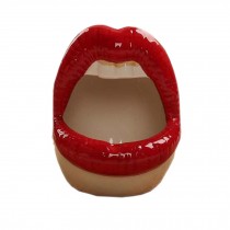 Mouth Ceramic Cigarette Ashtray Decorative Ashtray Holder for Home -Red