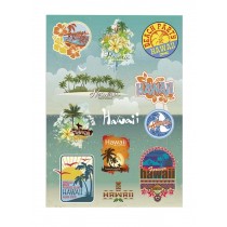 [Hawaii] Water Proof Vintage Landmark Sticker Decals Vinyls for Laptop/Luggage