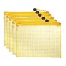 A4 Letter Size 5 PCS File Folder Pouch Zipper Bag - Yellow