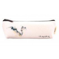 White PU Material Leather Pencil Case