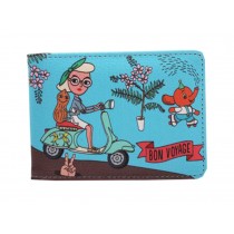 Girl Riding a Motorcycle Debit Cards Holder Drivers License Cover Case