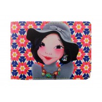 Fashion Girl in Hat Ticket Receipt Holder Traffic Cards Cover Case