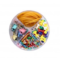 A Box of Metal Binder Clips/Paper Clips/ Clamps/Pushpins/Rubber Bands
