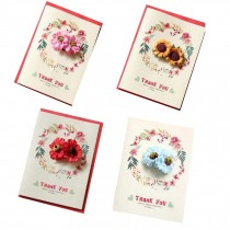 Pack of 4 [Thank You] Thanksgiving Day Greeting Cards with Paper Flower