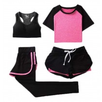 Women's Activewear Yoga Workout Gym Clothing 4pcs Set