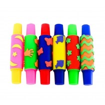 Set of 6 Colorful Kids Early Learning Sponge Painting Brushes