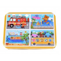 [Vehicle] Set of 4 Wood Baby Early Learning Jigsaw/Puzzle