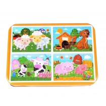 A Box of 4 Pieces Wood Kids Puzzle Educational Learning Jigsaw