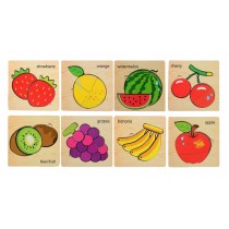 8 Pieces Wood Kids Puzzle Education Early Learning Fruits Jigsaw