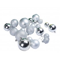 Christmas Hanging Ornaments Christmas Tree Balls Assorted Sizes Ball Set Silver