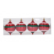 4PCS Christmas Tree Balls Christmas Hanging Ornaments Festival Balls-Red