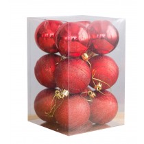 12 PCS Christmas Tree Balls Christmas Hanging Ornaments Set-Red