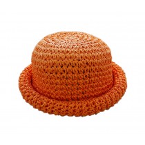 Cute Toddler Hats Straw Summer Sun Hat Girls Boonie Hat Kids Bowler Hat Orange