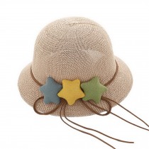 Star Toddler Straw Summer Sun Beach Hats Kids Travel Broad-brimmed Hat Girls