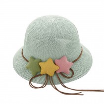 Star Toddler Straw Summer Sun Beach Hats Kids Travel Broad-brimmed Hat Blue