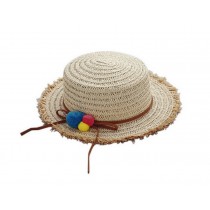 Kids Straw Summer Sun Hat Toddler Travel Beach Picnic Wide-Brimmed Hats Beige