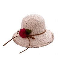 Girls Flower Wide-Brimmed Straw Hat Kids Travel Beach Picnic Summer Sun Hats