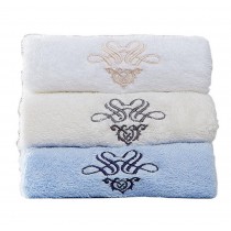Set of 3 Cotton Bath Towels Spa/Hotel/Sports Towel Washcloth White Beige Blue