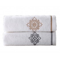 Set of 2 [Bruce&Maria] Embroidery Cotton Bath Towels Spa/Hotel/Sports Towel Set