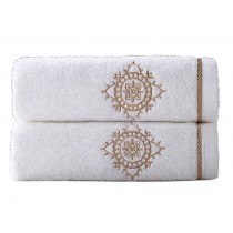 Set of 2 [Maria] Embroidery Cotton Bath Towels Spa/Hotel/Sports Towel Washcloth