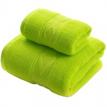 Geometric Pattern Bath Towels Set Washcloth,1 Bath and 1 Hand/Face Towel,Green
