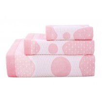 3 Pcs Giraffe Bath Towels Cotton Family Towels Washcloth Children Towel Pink