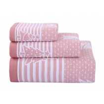 3 Pcs Christmas Tree Towels Cotton Family Towels Washcloth Hand/Face Towel Pink
