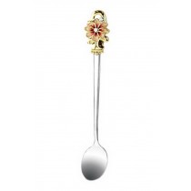 Long Enamel Color Juice Stirrer Stainless Steel Creative Coffee Spoons Daisy Red