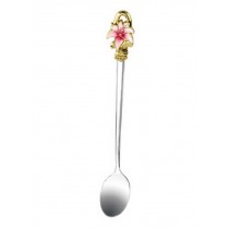Long Enamel Color Juice Stirrer Stainless Steel Creative Coffee Spoons Lily Pink