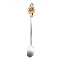 Short Enamel Color Juice Stirrer Stainless Steel Creative Coffee Spoon Daisy Red