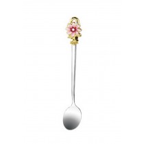 Short Enamel Color Juice Stirrer Stainless Steel Lovely Coffee Spoons Daisy Pink
