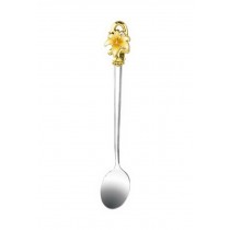 Short Enamel Color Juice Stirrer Stainless Steel Lovely Coffee Spoon Lily Yellow