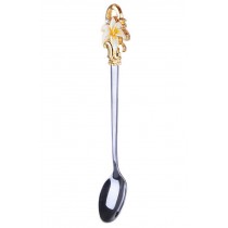 Enamel Spoon Long Handle Creative Stainless Steel Cute Coffee Spoons Lily Yellow