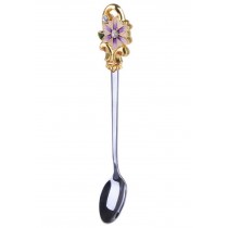 Enamel Spoon Long Handle Creative Stainless Steel Cute Coffee Spoon Daisy Purple