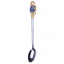 Enamel Spoon Long Handle Creative Stainless Steel Lovely Coffee Spoons Rose Blue