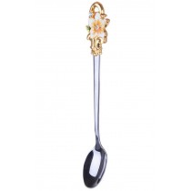 Enamel Spoons Long Handle Creative Stainless Steel Coffee Spoons Apricot Flowers