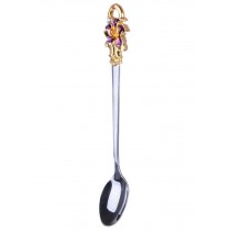 Enamel Spoon Long Handle Creative Stainless Steel Coffee Spoon Iris Flower Style