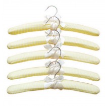 Set Of 5 Pastoral High-grade Printed Cloth Lace Hangers Yellow And White Stripes